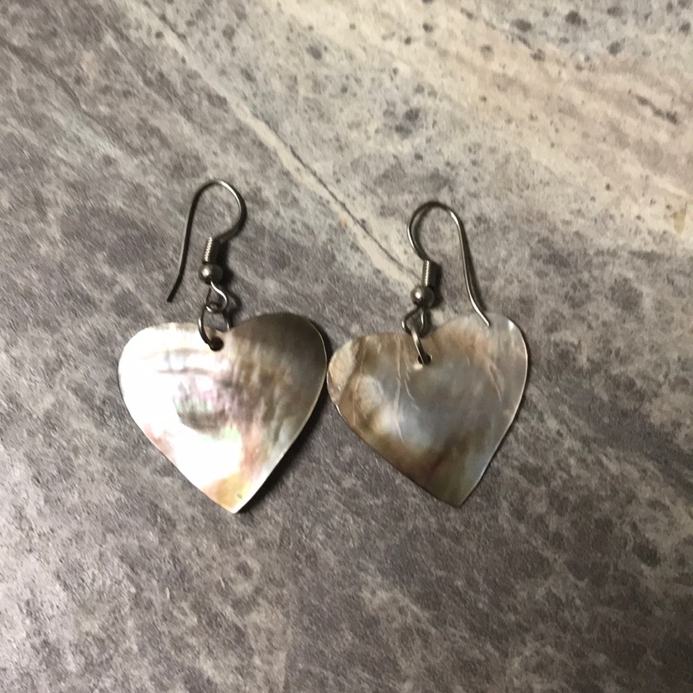 Hand crafted heart shaped shell earrings